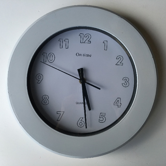 CLOCK, Wall Mount - Contemporary White On Time